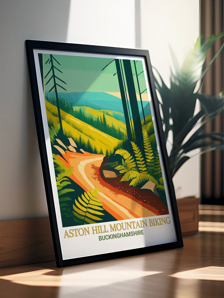 Black Run Artwork from Aston Hill MTB and Wendover Woods perfect for mountain biking enthusiasts looking to bring the thrill of the trail into their home Chiltern Hills MTB and Wendover Poster make this Mountain Bike Print a must have for any rider