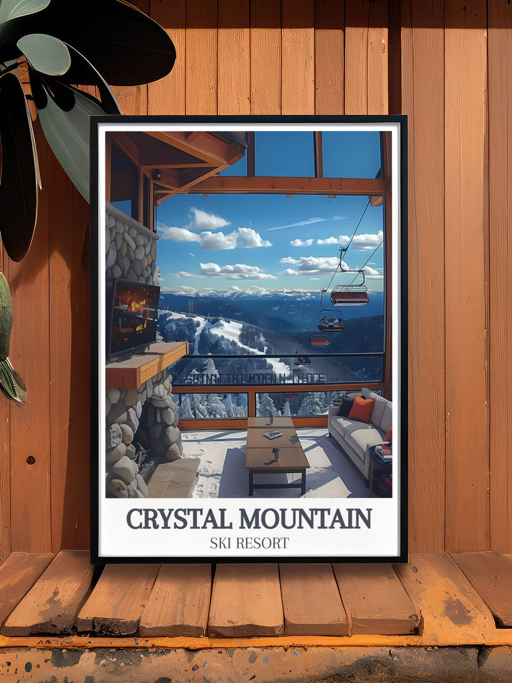 Canvas art depicting the pristine beauty and thrilling slopes of Crystal Mountain Ski Resort, ideal for winter sports lovers.
