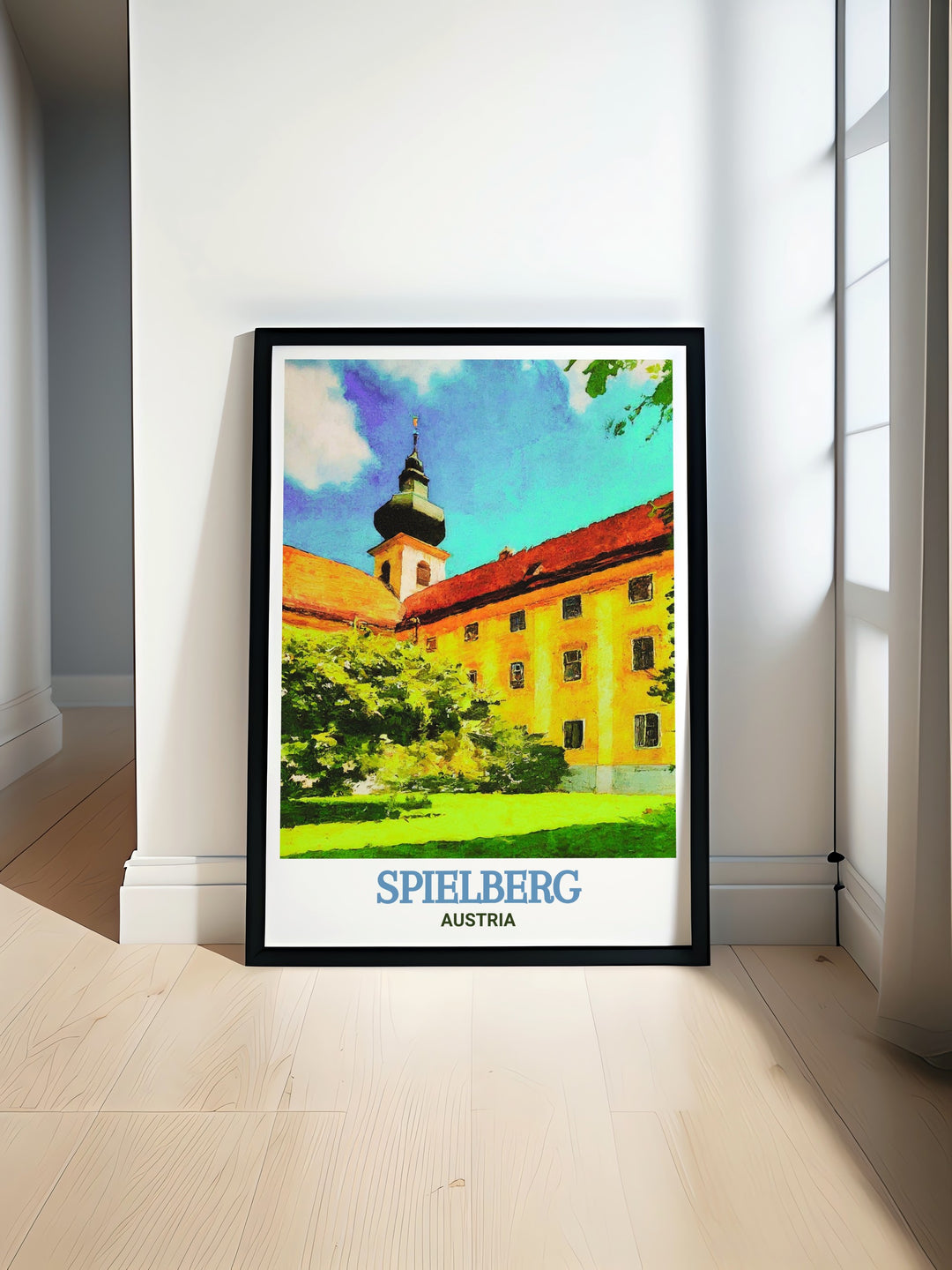 Custom print of Seckau Abbey, Spielberg, Austria, emphasizing the Romanesque and Baroque elements that define this iconic structure. Perfect for adding a sense of history and elegance to any room, this artwork celebrates Austrias rich cultural heritage.