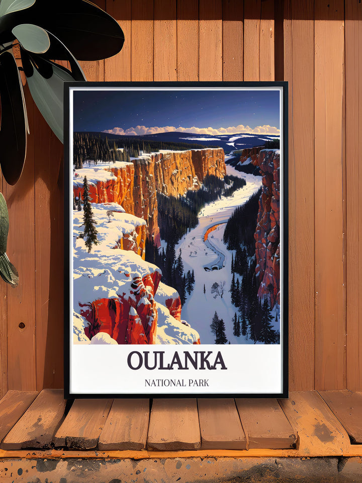 Hiking Trail Poster featuring Ristikallio Cliffs on the renowned Karhunkierros Hike showcasing the rugged beauty and dynamic energy of the cliffs perfect for inspiring adventure and exploration in any room