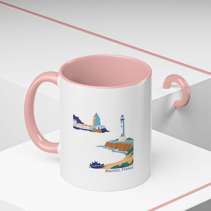 A beautiful Biarritz France mug capturing the essence of this iconic coastal destination. Ideal for coffee lovers, it features vibrant artwork of Biarritz’s landscapes and beaches. Dishwasher and microwave safe for ease of use and convenience.