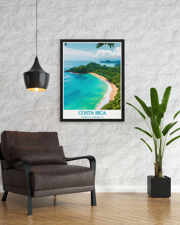 Experience the vibrant ecosystem of Costa Rica with a breathtaking art print of Manuel Antonio National Park. This piece showcases the parks diverse wildlife and scenic trails, adding a touch of natural wonder to your living space.