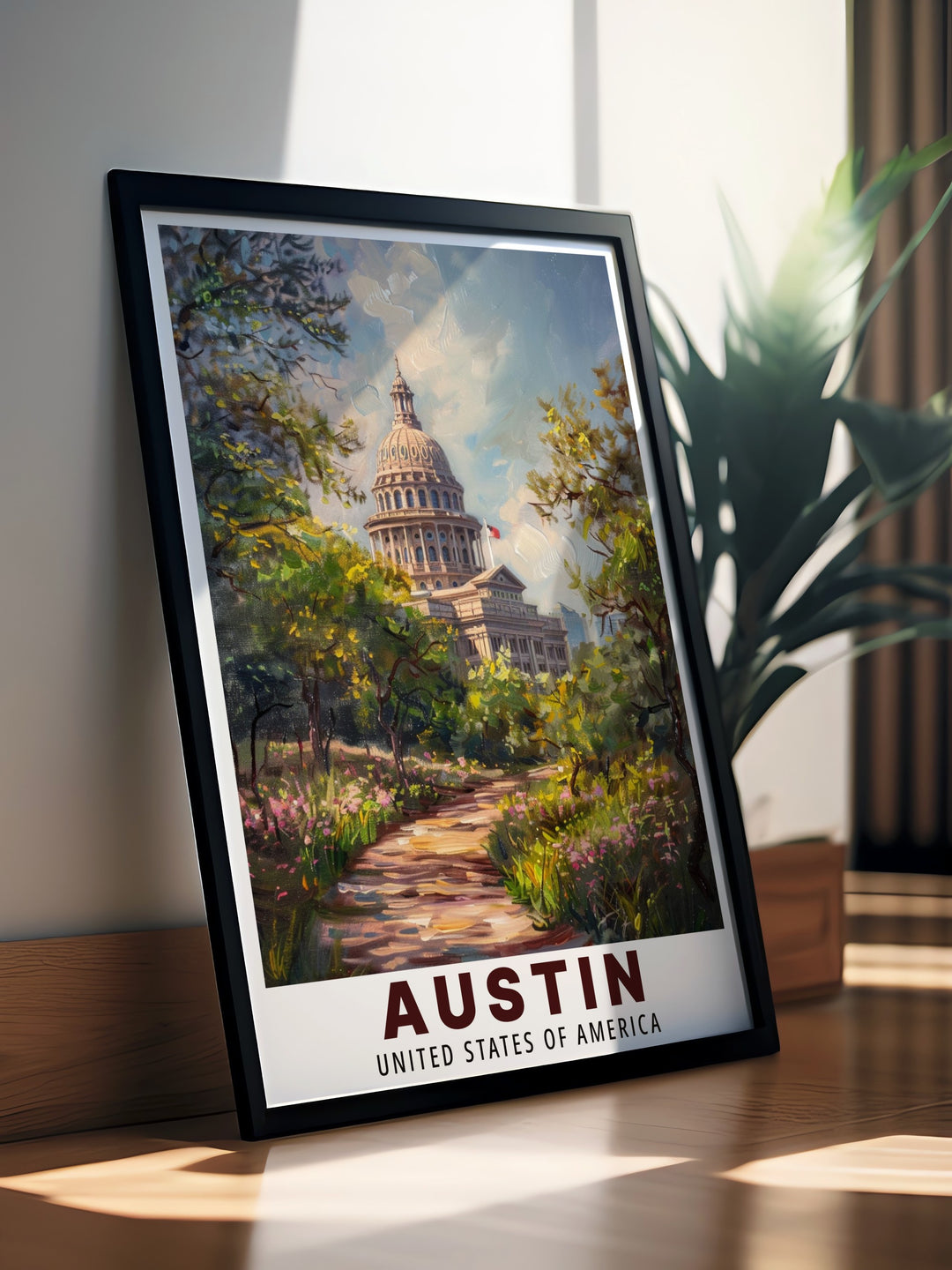 Music Festival Print featuring the lively spirit of Bonnaroo and Texas State Capitol designed to enhance any home or office with beautiful modern art and elegant home decor