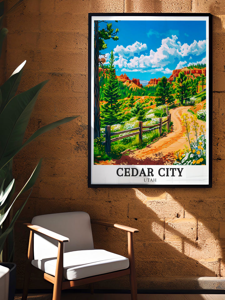 Cedar Canyon print showcasing the Red Cliffs National Conservation Area a stunning representation of Utahs landscapes ideal for enhancing any space with the vibrant colors and serene beauty of the Utah wilderness