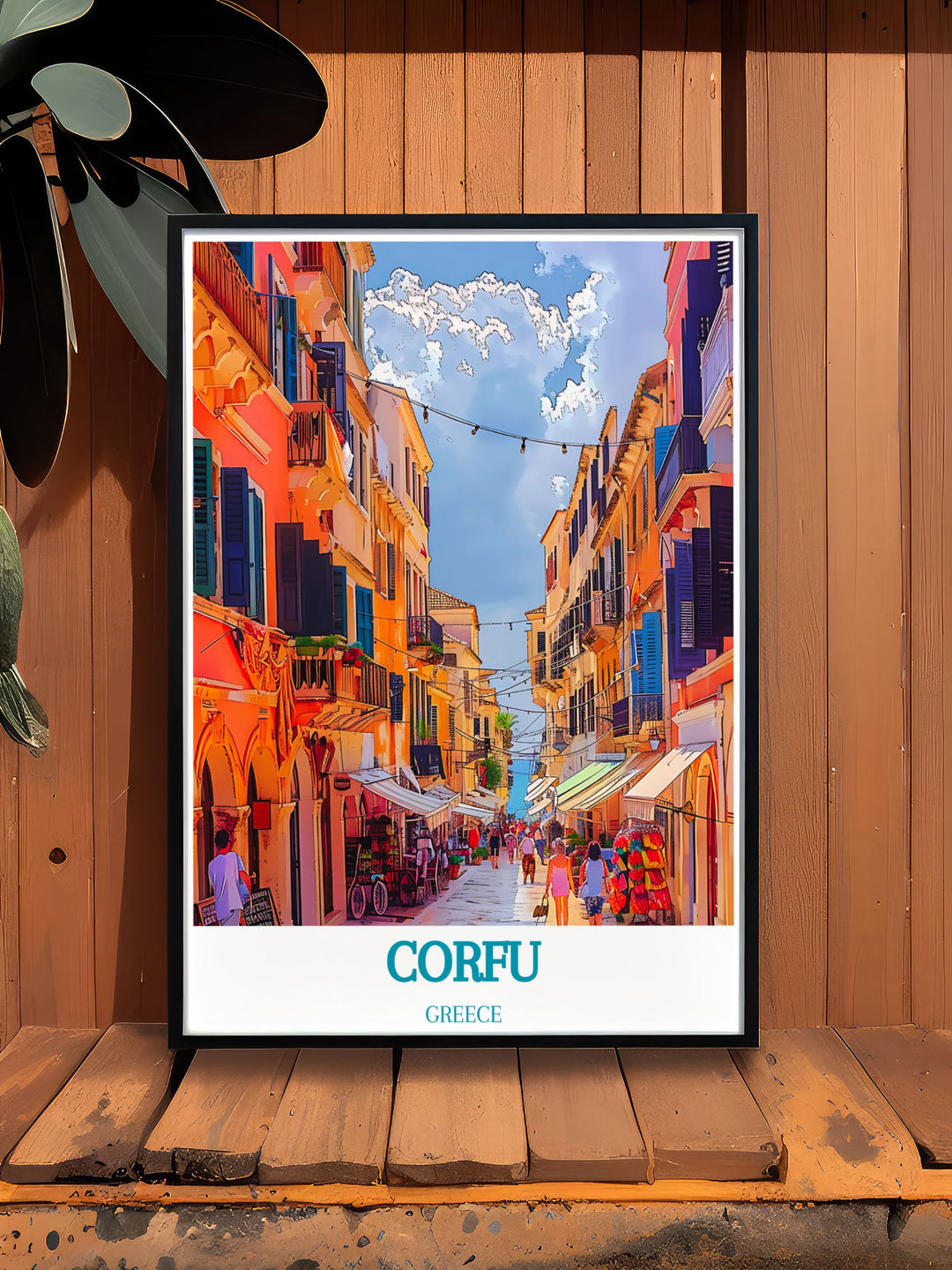 Stunning Corfu wall art showcasing the vibrant streets of Old Town a must have decor