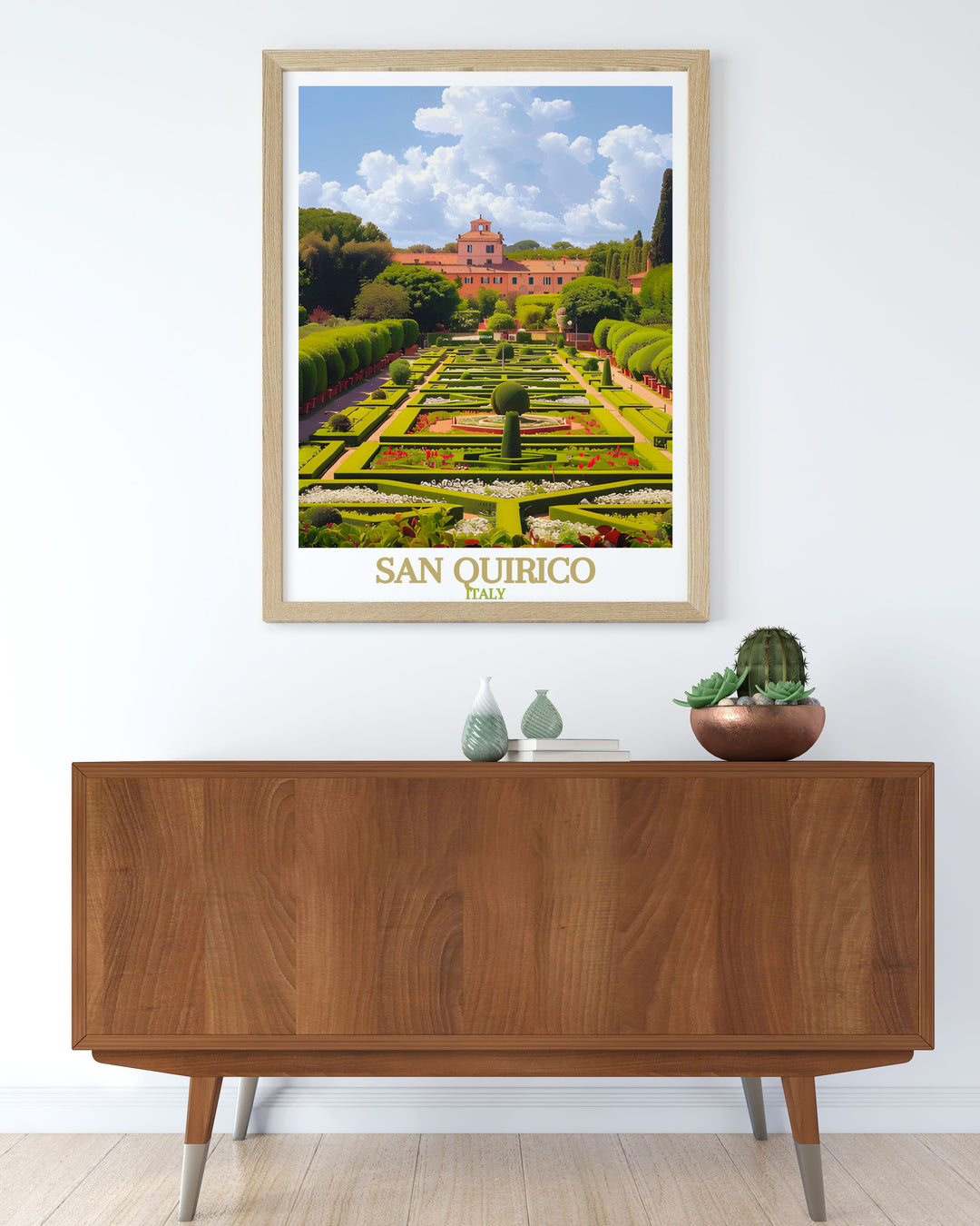 San Quirico Archway colorful travel prints offer a vivid and captivating art piece for your living room. When paired with Horti Leonini modern decor it creates a harmonious and elegant atmosphere. A perfect art print for home décor and personalized gift ideas.