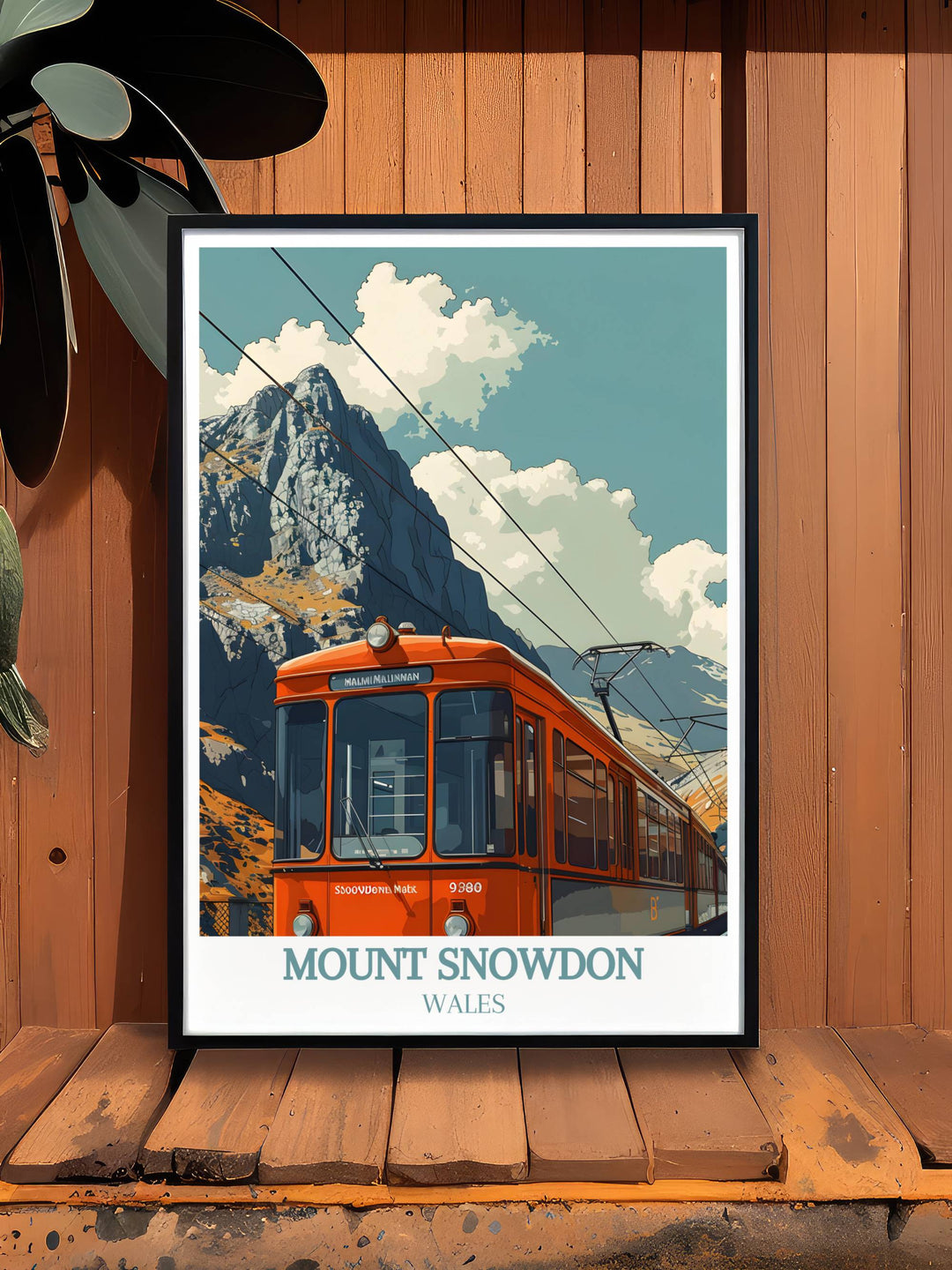 Retro Travel Poster capturing the charm of British Railway Art featuring Snowdonia Wales and Snowdon Mountain Railway Station for stunning wall decor