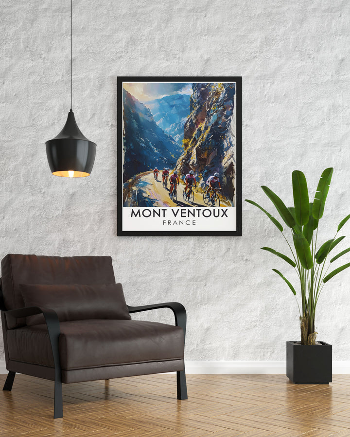 Stunning Mont Ventoux art capturing the beauty of the French Alps ideal for cycling enthusiasts and road biking fans