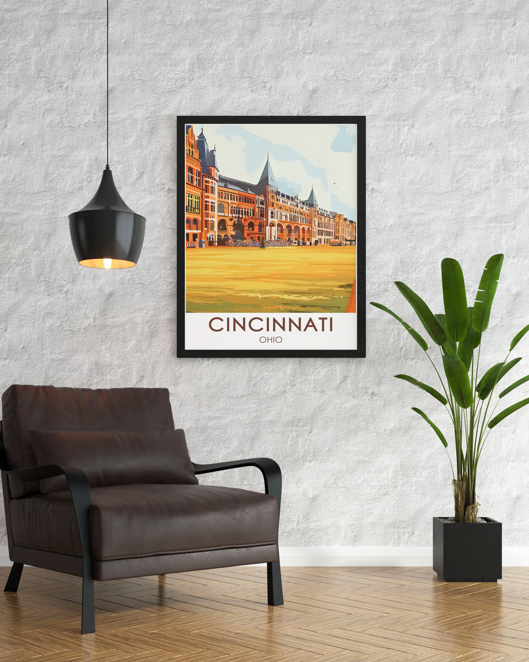A detailed art print of Cincinnatis Music Hall showcases its Gothic architectural splendor. Perfect for any space, this poster celebrates the citys rich artistic heritage.