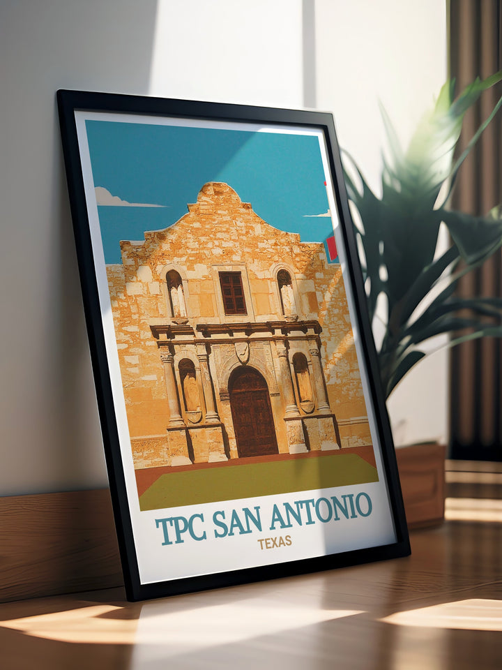 TPC San Antonio Golf Art Print and The Alamo Artwork create a stunning combination of sport and history ideal for enhancing any space with vibrant imagery and meaningful themes perfect for golf lovers and history enthusiasts