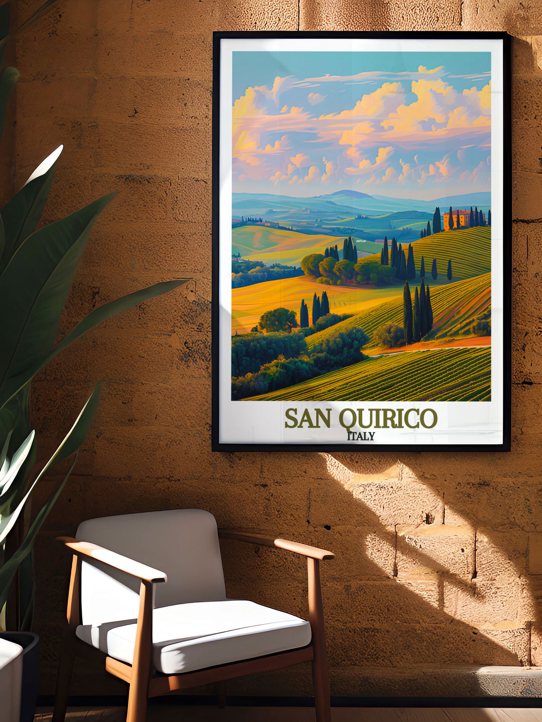 San Quirico Archway Colorful Wall Art is a striking addition to any space. Combined with Val dOrcia Hills elegant home décor it offers a timeless and modern look. This travel print is perfect for enhancing living rooms or giving as a special gift to friends.