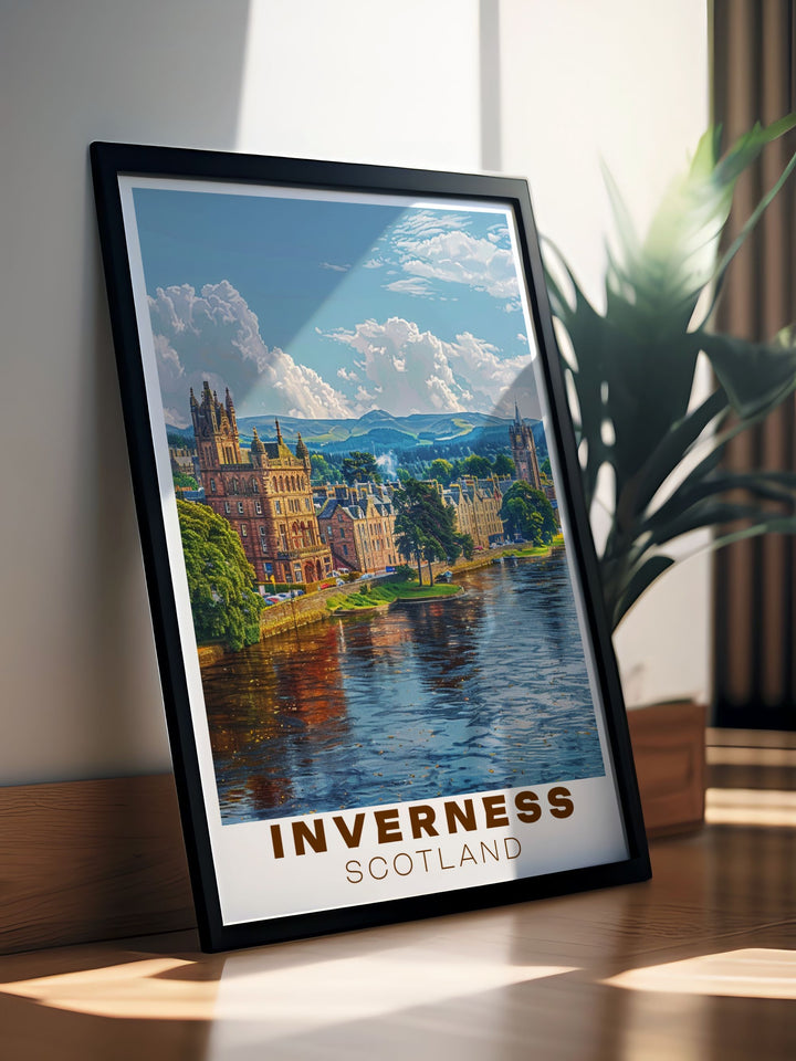 Gallery wall art depicting Inverness Castles striking architecture and scenic surroundings, bringing a touch of Scottish heritage into your home.
