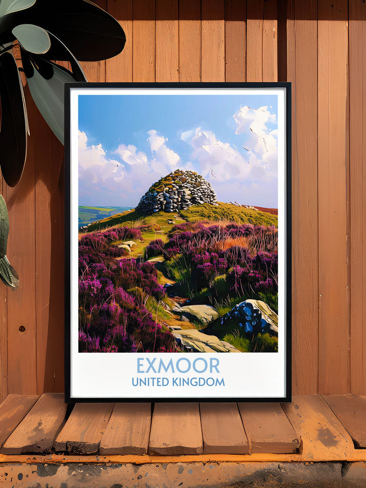 Dunkery Beacon and Exmoor National Park art print captures the rugged beauty of Somersets highest peak a stunning piece of wall art that brings the spirit of adventure and exploration into your home perfect for those who appreciate the tranquility of nature.