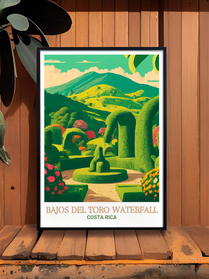 A richly detailed poster of Zarcero Park in Costa Rica, highlighting the creativity of the topiary gardens and the vibrant greenery. This artwork is ideal for anyone who wants to add a playful and artistic touch to their home décor.