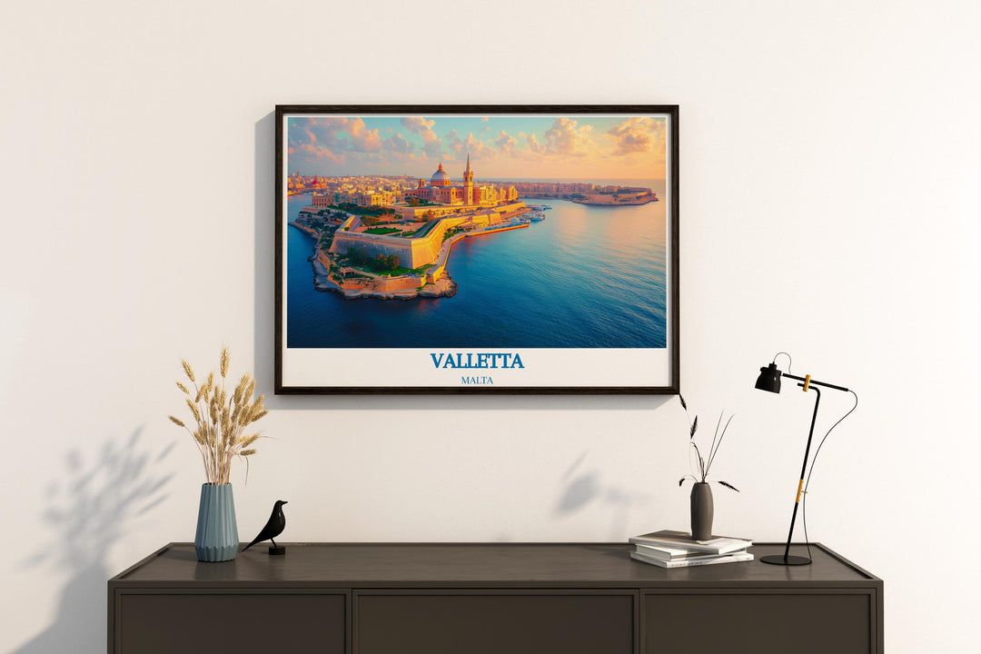 Grand Harbour in Valletta modern art offers an elegant addition to any home a must have for Malta vacation gift or Valetta gift art capturing the essence of Maltas iconic harbor this piece enhances any decor with its timeless Mediterranean allure