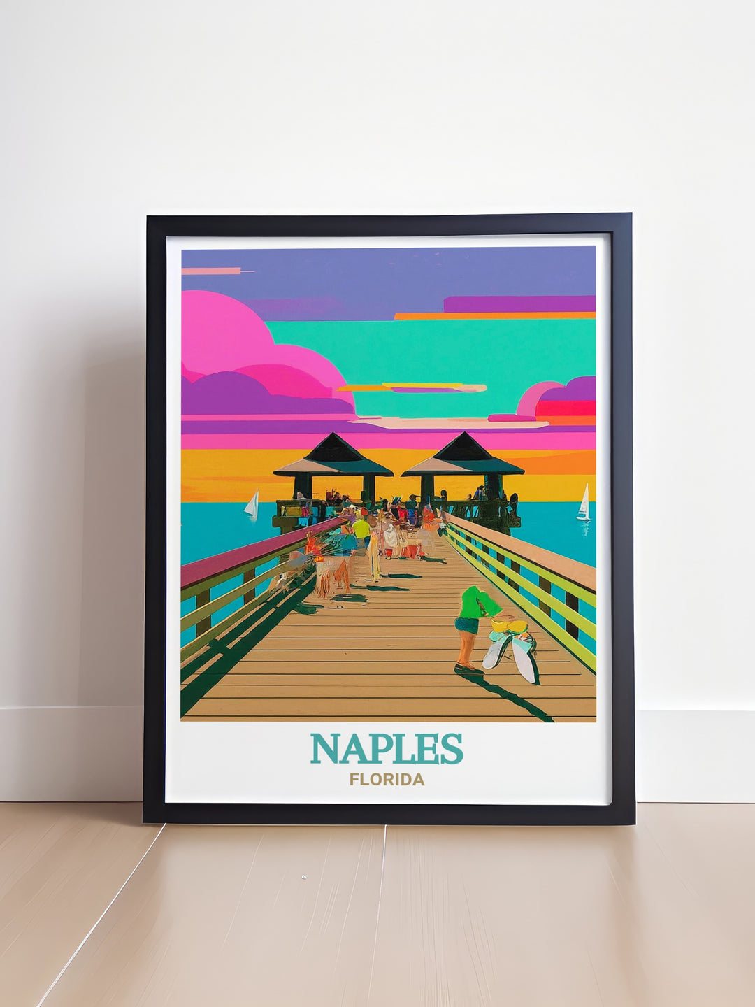 Naples Florida Travel Print captures the essence of this charming coastal city, known for its luxury, culture, and scenic views. This print is perfect for bringing a piece of Naples coastal beauty into your living space.