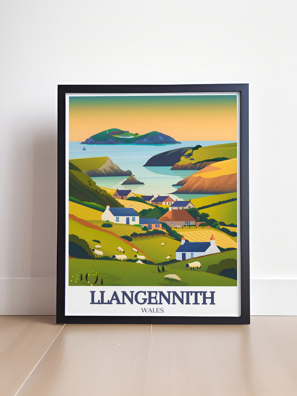 This Llangennith Wall Poster showcases the scenic beauty of Wales, featuring the dramatic hills of Rhossili Down and the charming village of Llangennith. A perfect addition for homes or offices with a love for nature and travel inspired art.