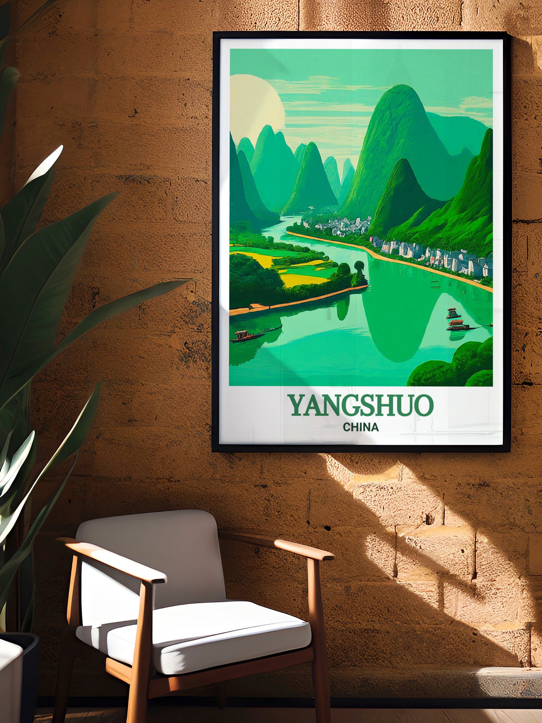 A detailed poster print of Yangshuo, capturing its iconic karst mountains and the serene flow of the Li River. This beautiful travel print brings the natural wonders of China into your home and is ideal for lovers of Chinese landscapes and cultural art.