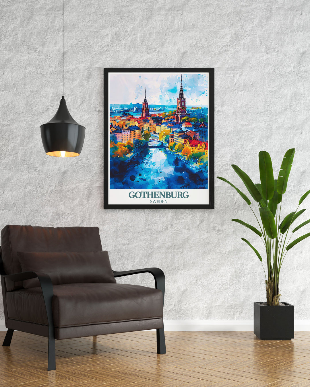 Featuring the stunning architecture of Oscar Frederik Church, this travel poster captures the churchs Gothic Revival style and detailed craftsmanship. Perfect for those who love historical architecture, this artwork brings a piece of Gothenburgs splendor into your home.