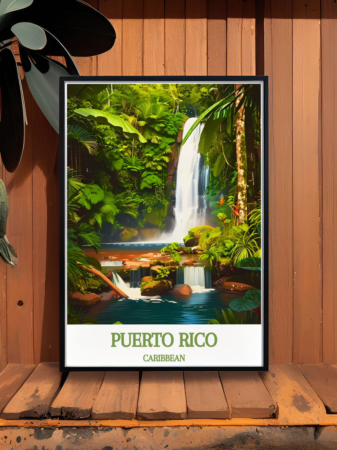 Elegant CARIBBEAN, El Yunque National Forest poster with a vintage design. Ideal for Arecibo photography lovers and those looking for personalized gifts. Adds a vibrant touch to home decor with its striking color palette.