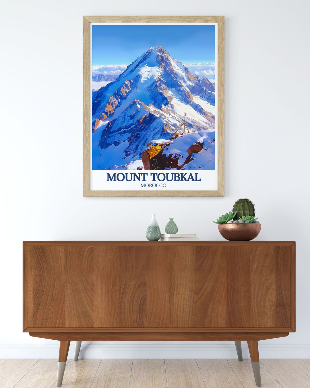 Stunning High Atlas mountains modern art print featuring detailed illustrations of Moroccos rugged terrain and serene beauty perfect for adding a touch of adventure to your home decor and a great gift for trekking enthusiasts.