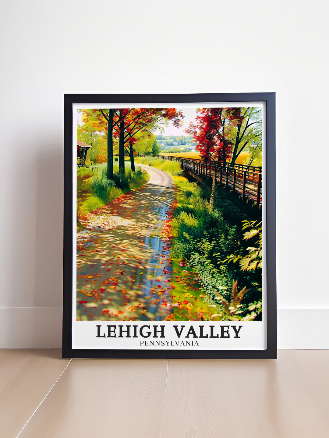 A beautiful canvas art print featuring Jacobsburg Park, known for its tranquil rivers, lush greenery, and peaceful trails. This travel poster is perfect for nature lovers who want to bring the serenity of Pennsylvanias outdoors into their home, making it an ideal gift or decor piece.