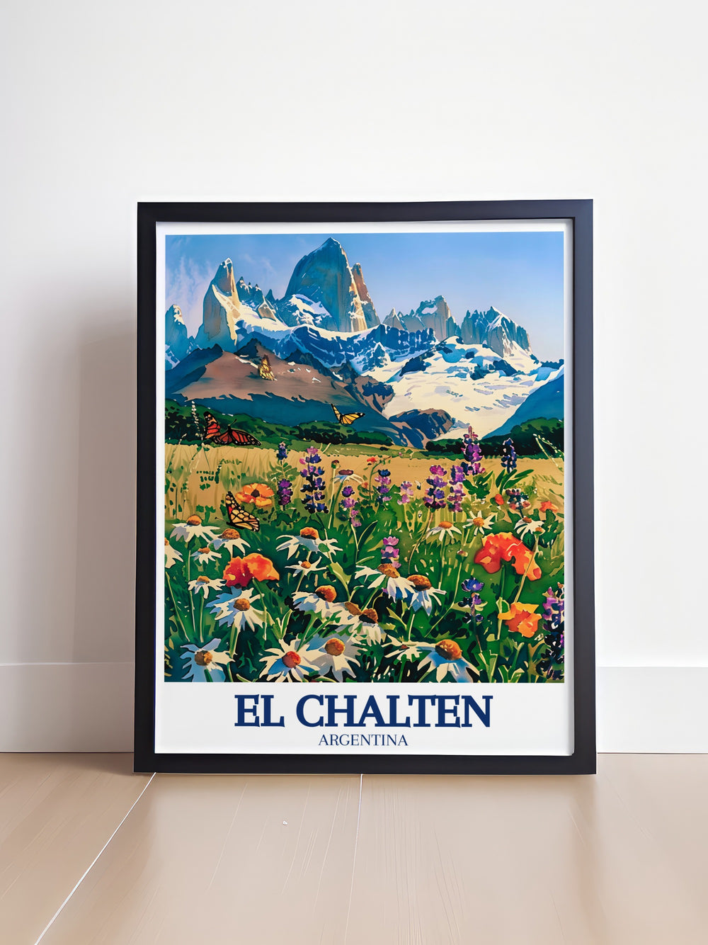 Showcase your love for El Chaltén and the magnificent Fitz Roy with this vibrant Argentina Travel Poster. It highlights the rugged landscapes that make Patagonia a bucket list destination.