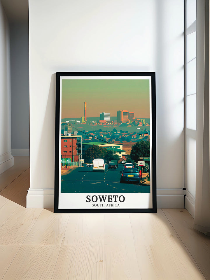 Meadowlands Wall Decor highlighting the vibrant street life and historic landmarks of Soweto, perfect for those who want to bring a piece of South African history and culture into their home or office.