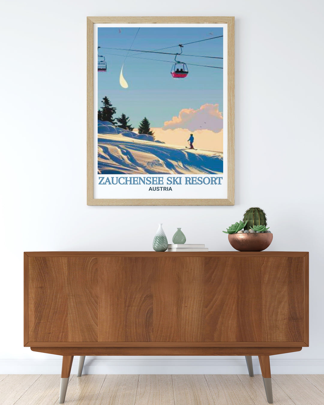 Austrian Ski Print of Zauchensee showcasing the resorts snowy allure and winter sports excitement with a touch of El Capitan and Yosemite Falls