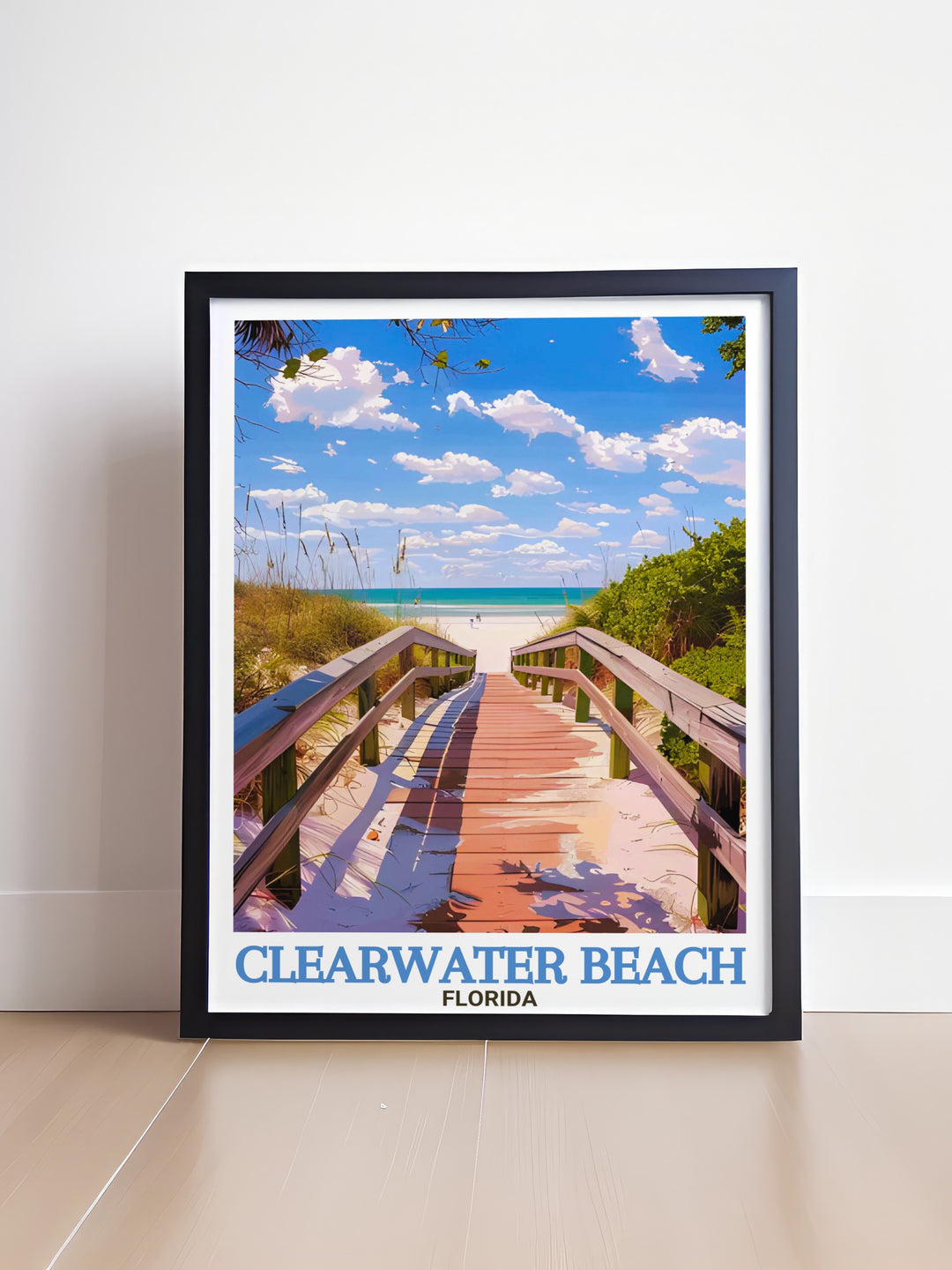 Modern Sand Key Park art print capturing the tranquil views of the park and its natural surroundings. Ideal for enhancing your living space with Florida wall art. This piece offers a blend of style and serenity, perfect for any coastal home.