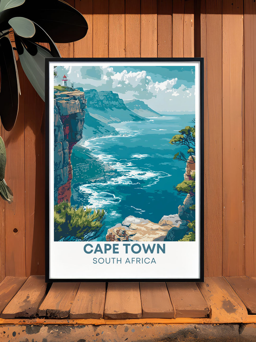 Featuring the majestic views of Table Mountain and the scenic cliffs of Cape Point, this poster is ideal for those who wish to bring a piece of South Africas natural beauty into their home.