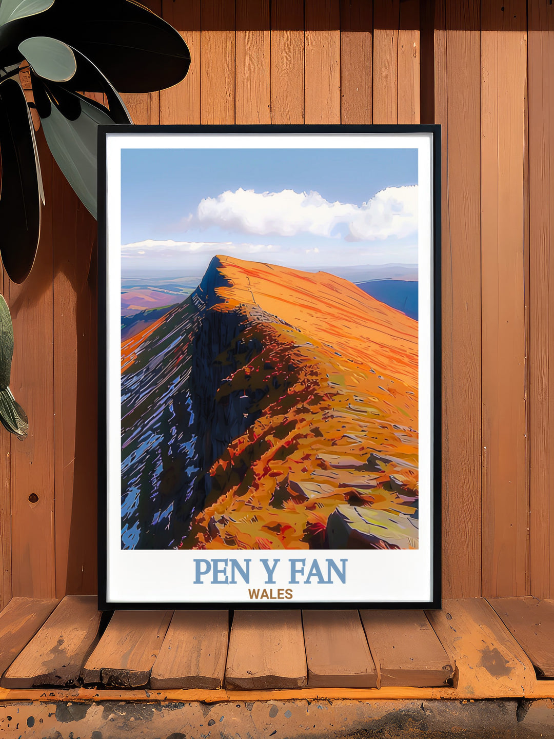 Pen y Fan Art Print featuring the majestic summit of Pen y Fan and the peaceful landscape of the Brecon Beacons. This wall art offers a striking visual reminder of Wales natural beauty, perfect for adding a touch of adventure to any space.