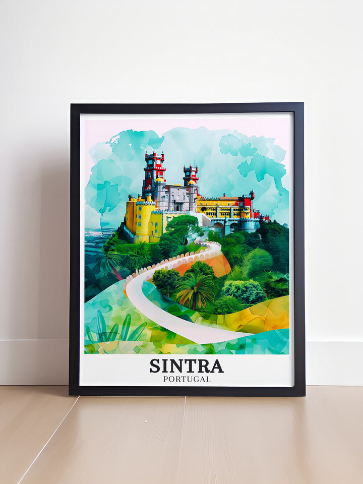 Sintra Artwork with detailed illustrations of Pena National Palace Sao Pedro de Penaferrim a beautiful addition to any wall enhancing your home decor