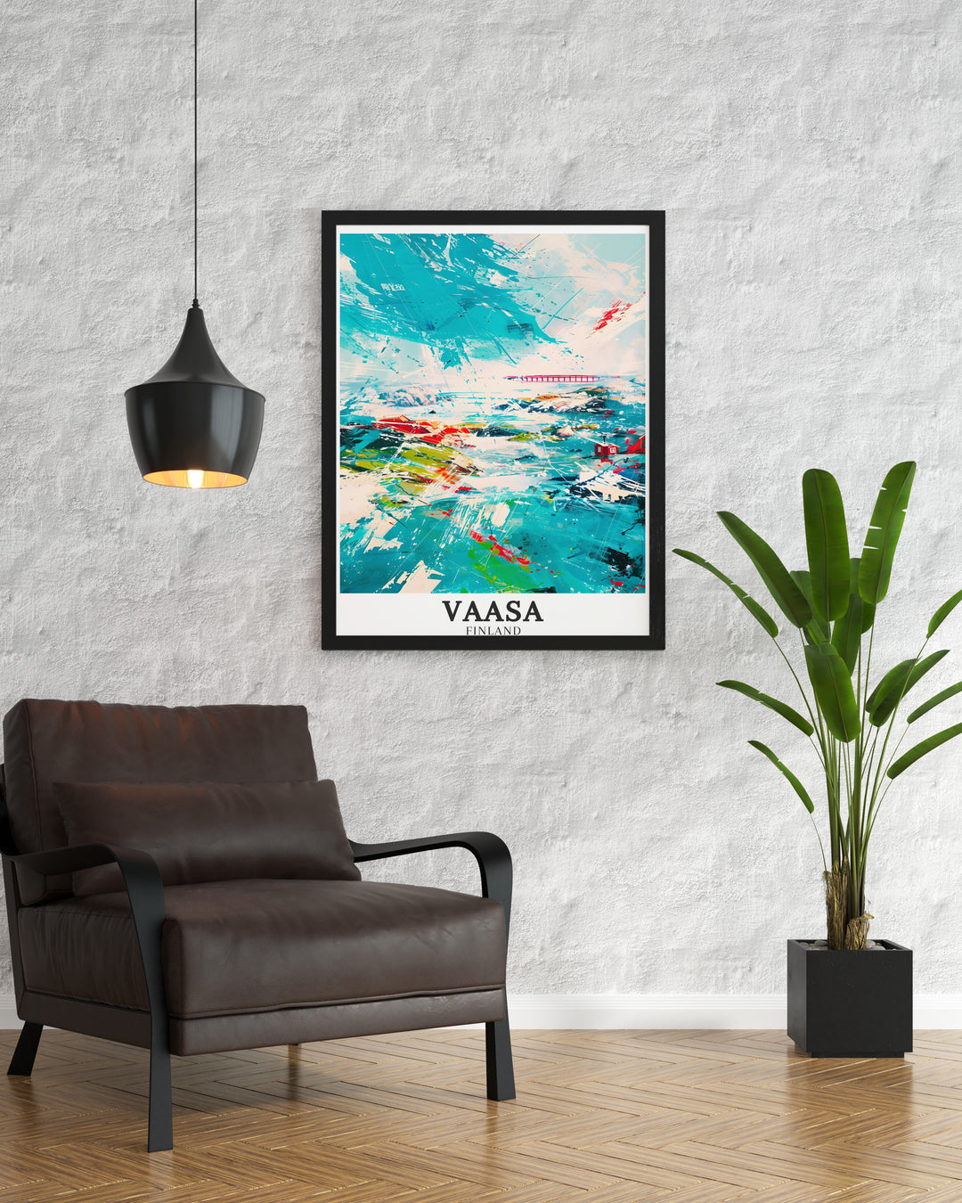 Celebrate Finlands coastal landscapes with this Vaasa travel print, featuring the iconic Kvarken Bridge and the breathtaking Kvarken Archipelago. This piece is perfect for Scandinavian art collectors and travel enthusiasts alike.