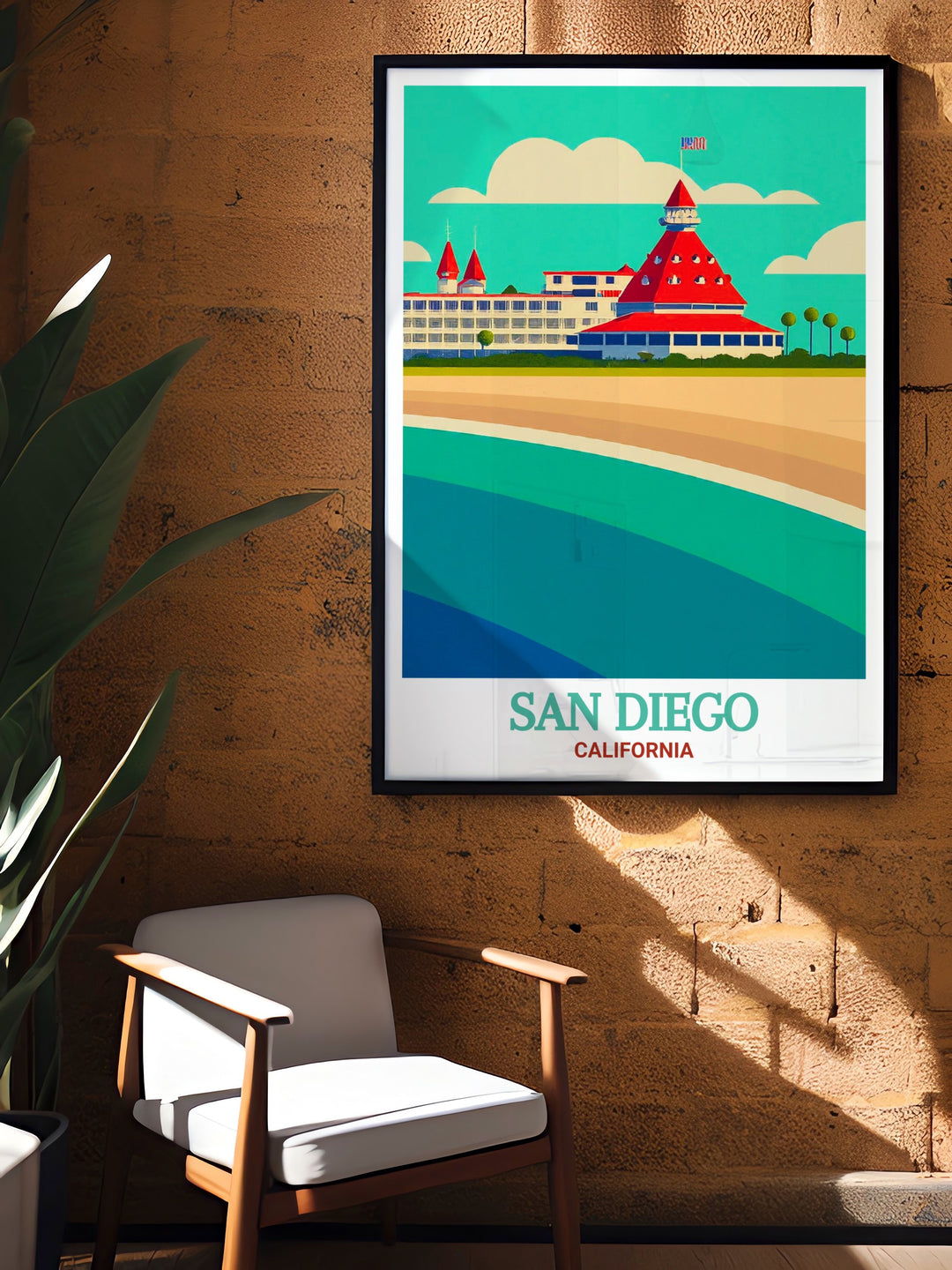 Detailed poster print of San Diegos skyline and Coronado Islands beaches, capturing the iconic beauty of Californias coast. Perfect for adding a touch of San Diegos vibrant culture and Coronados serene charm to your home decor.