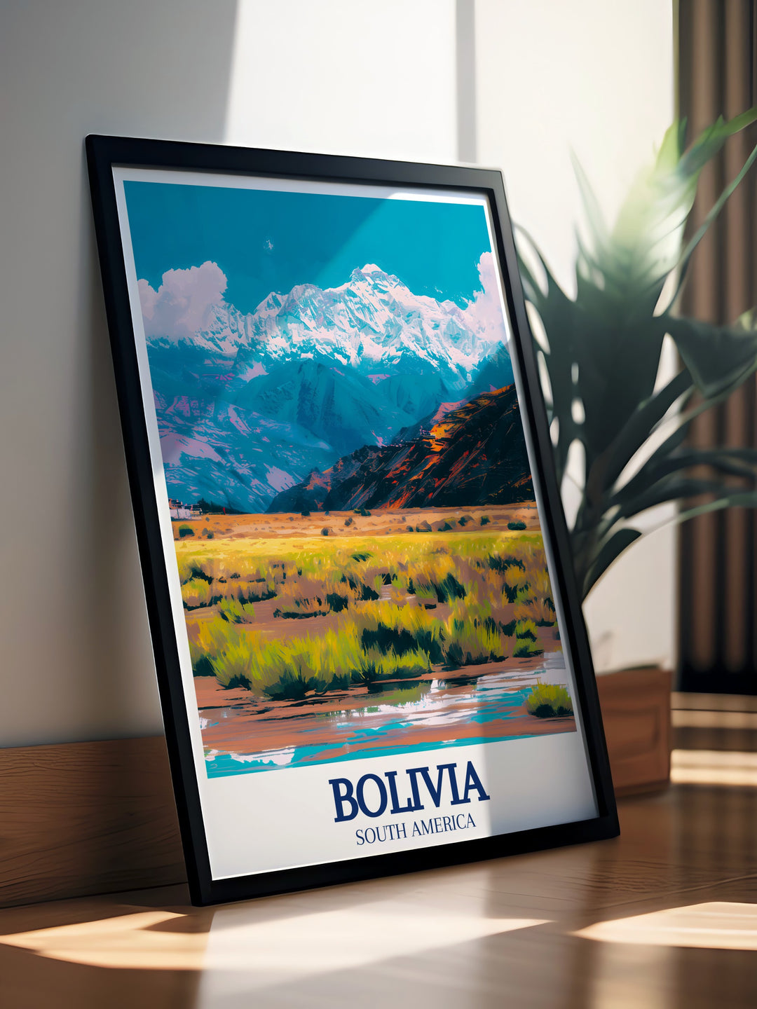 Bolivia poster collection featuring stunning views of the Altiplano plateau and Cordillera Real mountain range bringing the essence of Bolivian landscapes into your living space