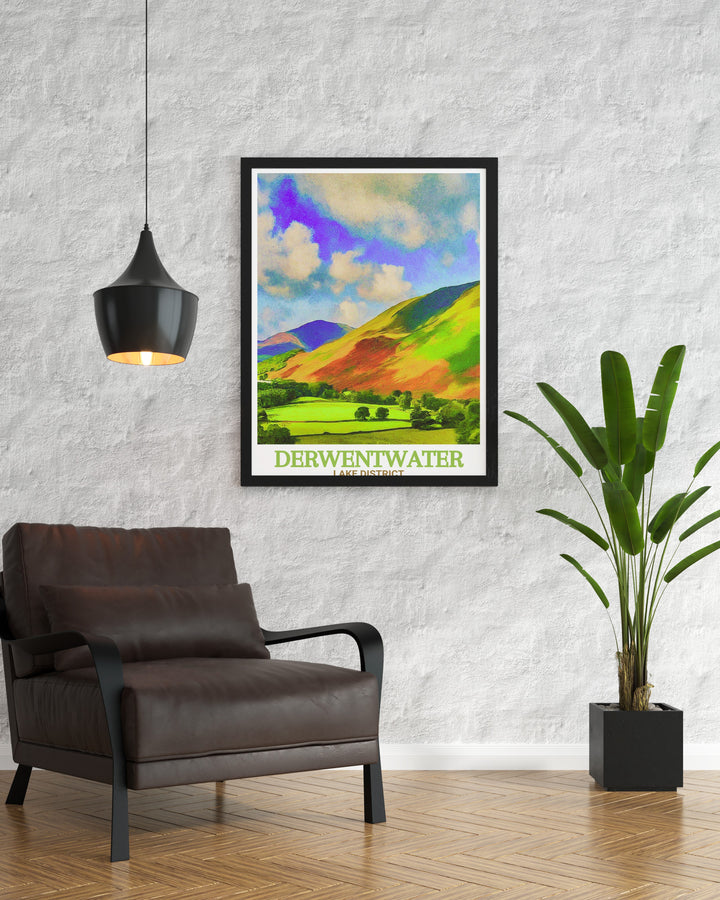 Capture the serene landscape of Derwentwater and the majestic Catbells with this elegant Lake District Wall Art. This print adds a scenic and calming touch to your living room, office, or bedroom.