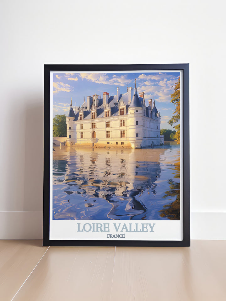 Add a piece of French history to your walls with this Chateau de Azay le Rideau art print showcasing the magnificent Loire Valley in vivid detail. A perfect addition for anyone seeking elegant home decor inspired by the beauty of France.