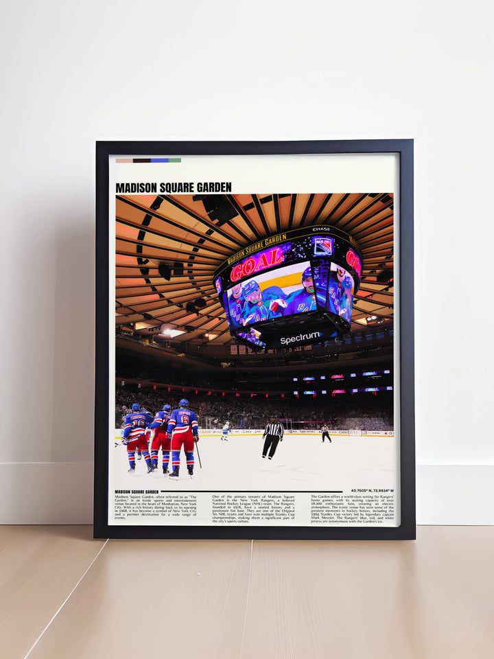 Celebrate the spirit of the New York Rangers with this vibrant Rangers Print showcasing iconic players perfect for Fathers Day Gifts and adding Madison Square Garden charm to any room