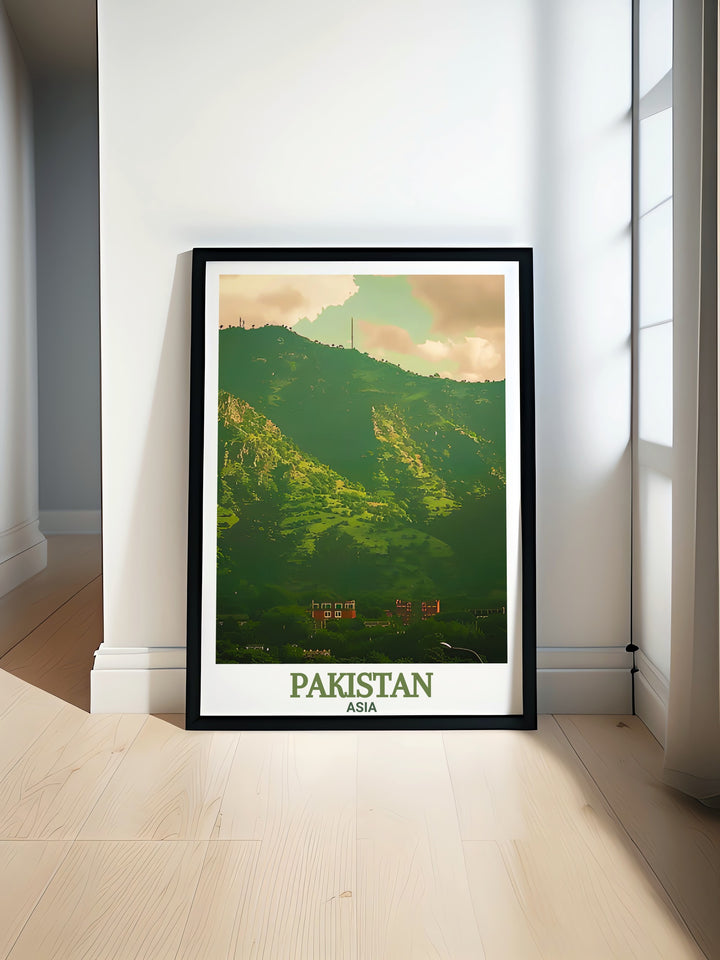 Lahore Poster showcasing vibrant streets and historical landmarks of Lahore city combined with stunning Margalla Hills artwork perfect for home décor and travel enthusiasts seeking a unique blend of cultural richness and natural beauty