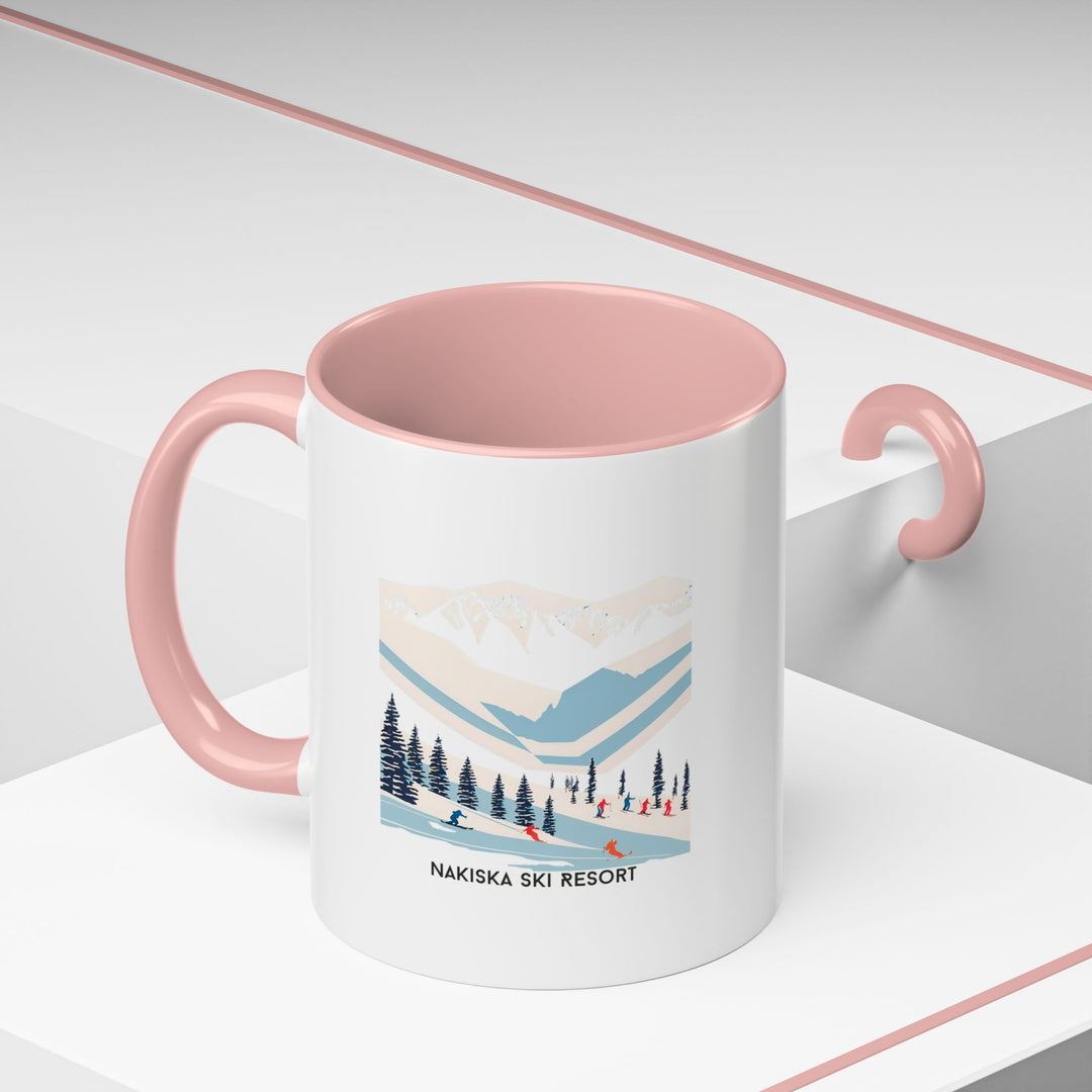 A vibrant Nakiska Ski Area mug showcasing the stunning snow-covered slopes of Canada’s Nakiska Ski Area. This durable ceramic mug is perfect for coffee, tea, or hot cocoa, and is microwave-safe and dishwasher-safe.