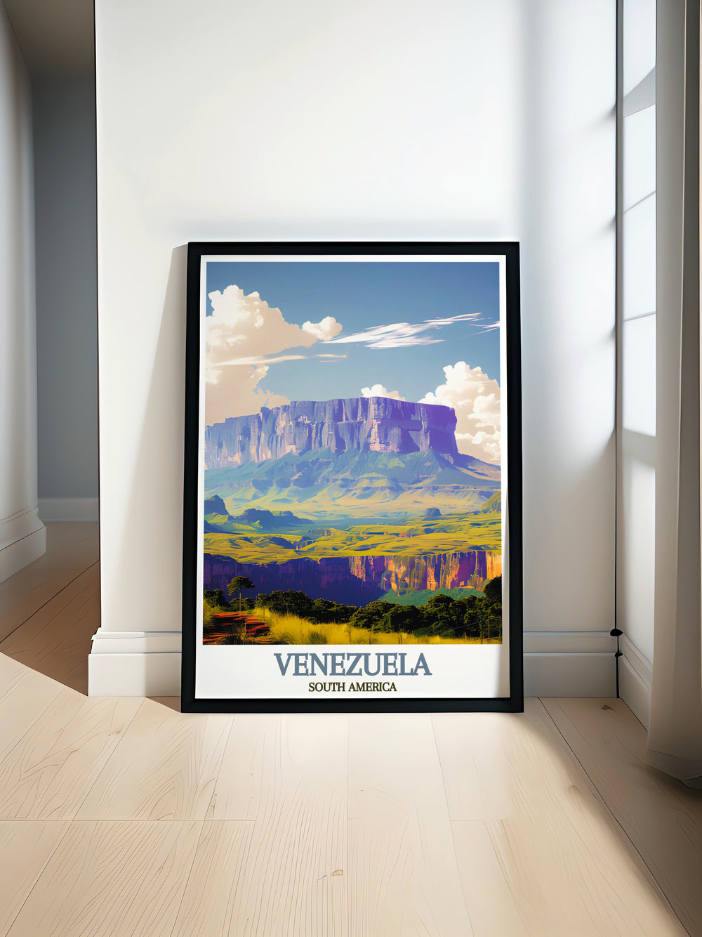 Angel Falls print and Mount Roraima artwork offer a stunning combination of Venezuelas natural wonders perfect for adding beauty and adventure to any home decor making these vintage travel prints ideal for nature lovers and travel enthusiasts