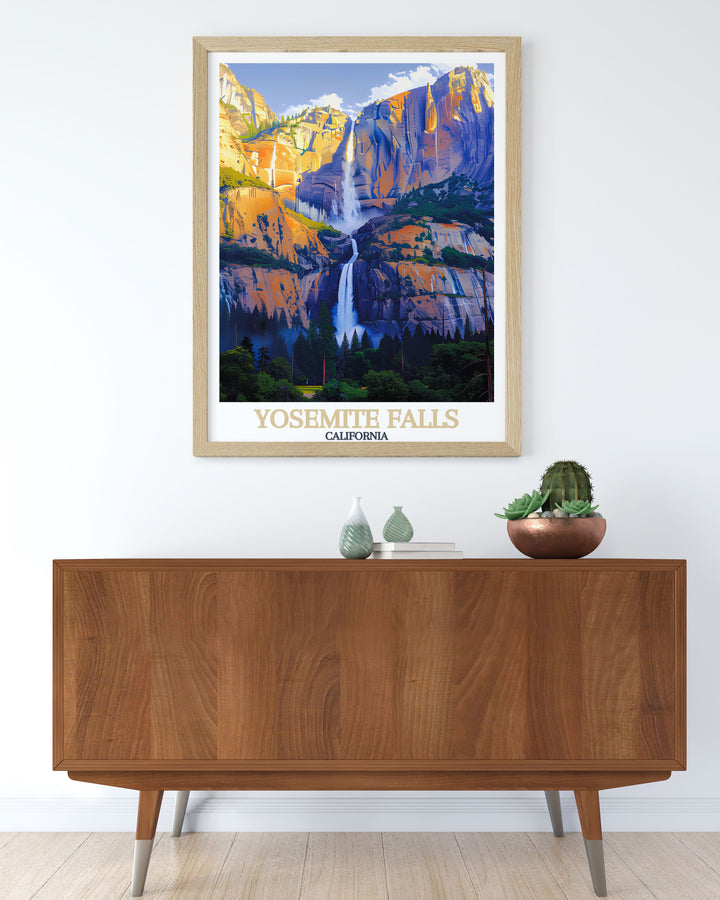 Elegant Yosemite Falls print capturing the grandeur of the waterfall with natural beauty for California art lovers