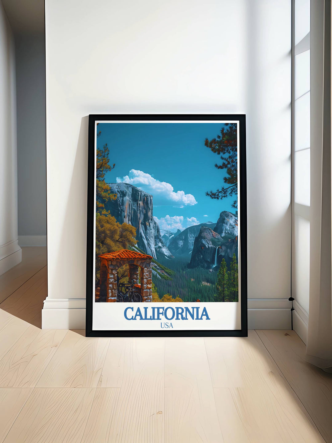 Death Valley poster featuring Badwater Basin and vibrant colors alongside Yosemite National Park artwork perfect for national park art lovers and adding elegance to any space with stunning California USA landscapes