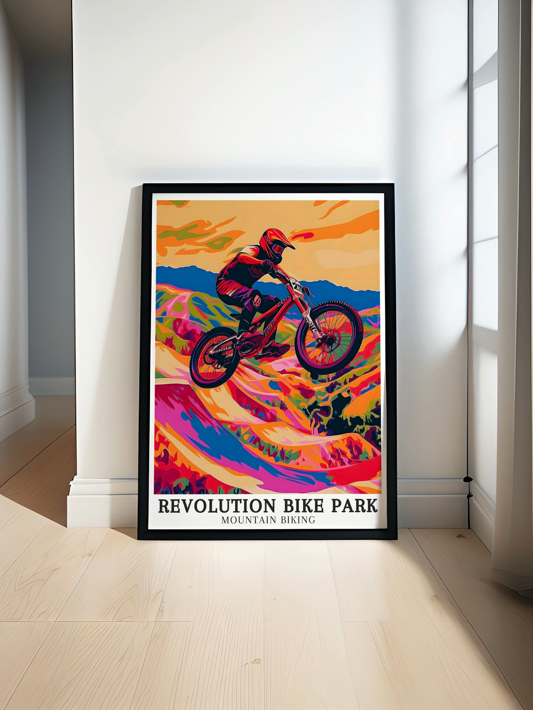 Art inspired by Revolution Bike Parks The Phoenix Trail. These prints showcase the adventure and scenic beauty of mountain biking in Wales. A perfect addition to any home or office decor.