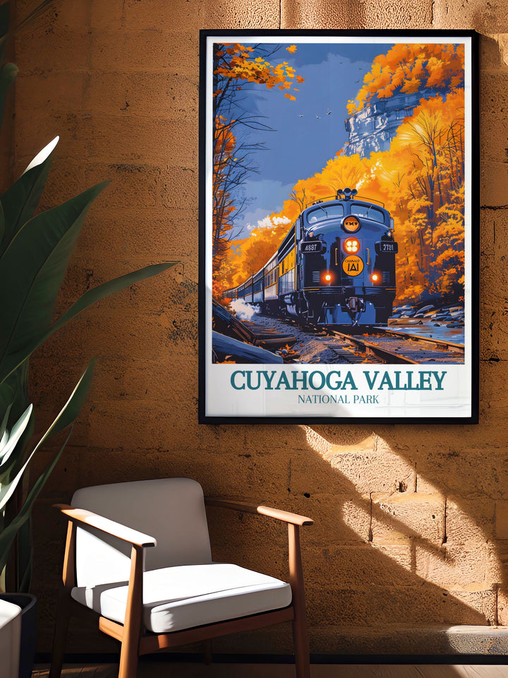 Celebrate the charm of Cuyahoga Valley Scenic Railroad with this high quality art print, featuring a historic train journey through the park. Ideal for home decor or as a thoughtful gift.