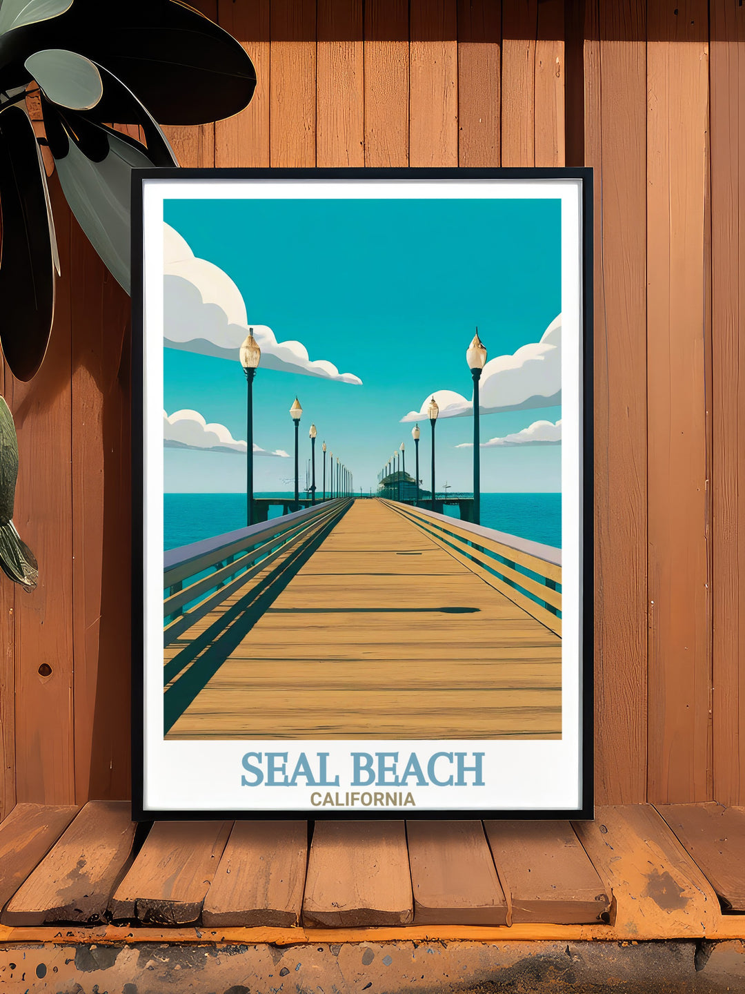 Seal Beach Pier Poster Print captures the timeless beauty of this California coastal town, highlighting the iconic pier against the Pacifics sparkling waters. This travel print is ideal for adding a sense of relaxation and coastal charm to any room in your home.