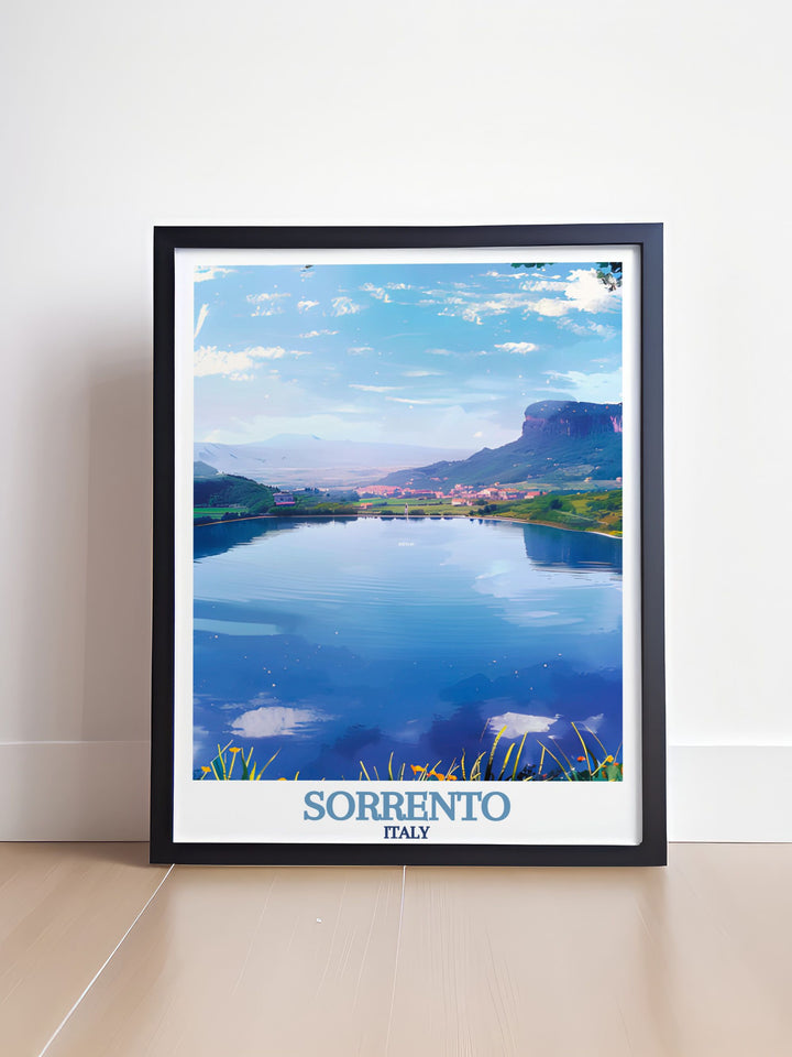 The Sorrento art print and Lake Averno perfect wall decor offer a blend of colorful art and detailed map designs ideal for enhancing your living space.