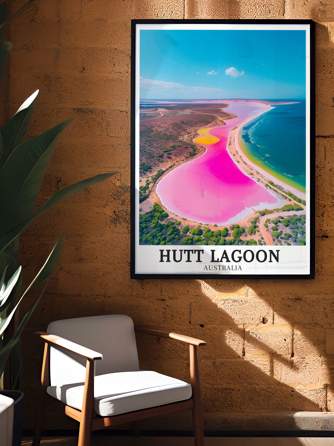 The Hutt Lagoon Poster brings the striking beauty of Pink lake Kalbarri into your home perfect for those who appreciate nature and art This Australia Wall Decor captures the vivid pink hues of the lagoon offering a stunning and elegant addition to any room