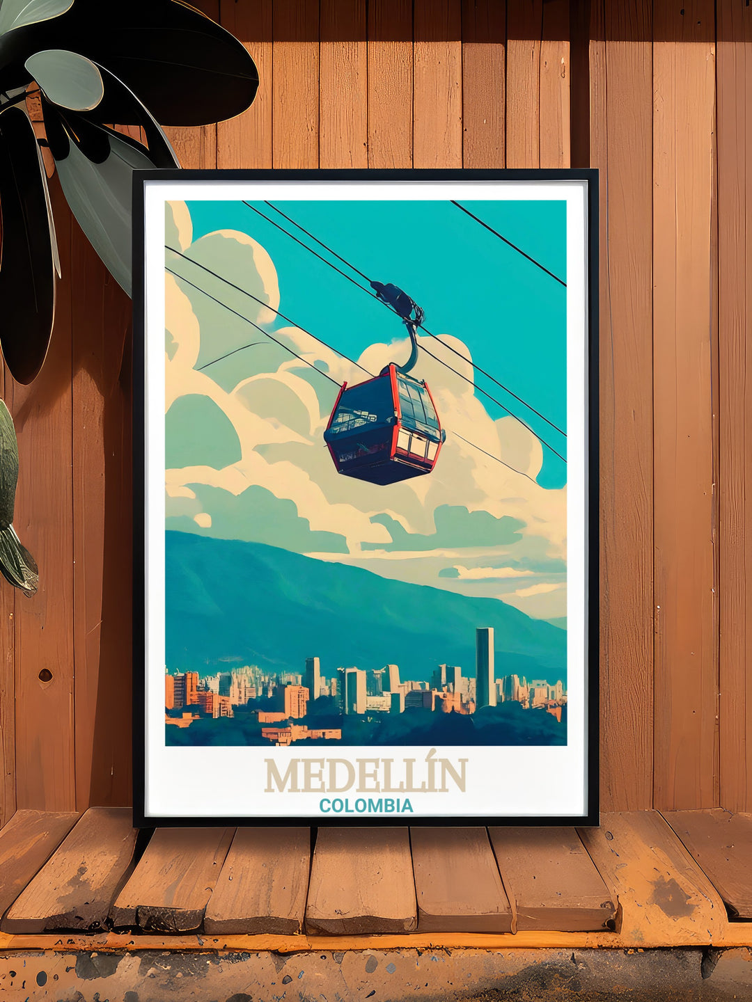 Featuring the breathtaking view from Medellíns Metrocable, this Medellín Travel Poster captures the transformation and beauty of the city. Ideal for urban art enthusiasts and world travelers, this framed print adds a modern touch to any space.